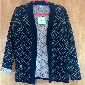NWT Anne Klein open front black and camel knit jacket sz M